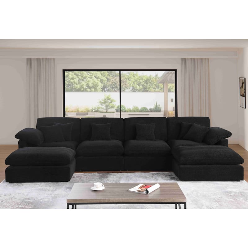 6 - Piece Chenille Sectional - Black