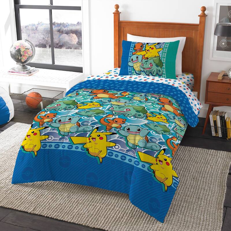Pokemon First Starters Rotary 4-piece Twin Bed in a Bag Set