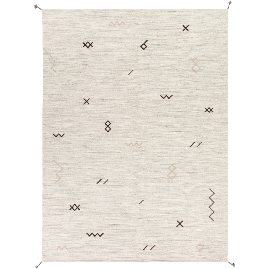 Livabliss Arguello Wool Grey Tribal Area Rug - 8' x 11'
