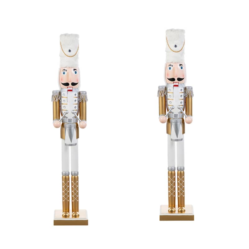 Glitzhome 36"H/42"H Wooden Christmas Deluxe Gold King Soldier Nutcracker