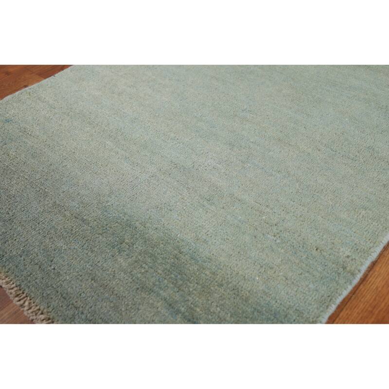 Green Gabbeh Modern Rug Hand-Knotted Wool Carpet - 2'6" x 4'0"