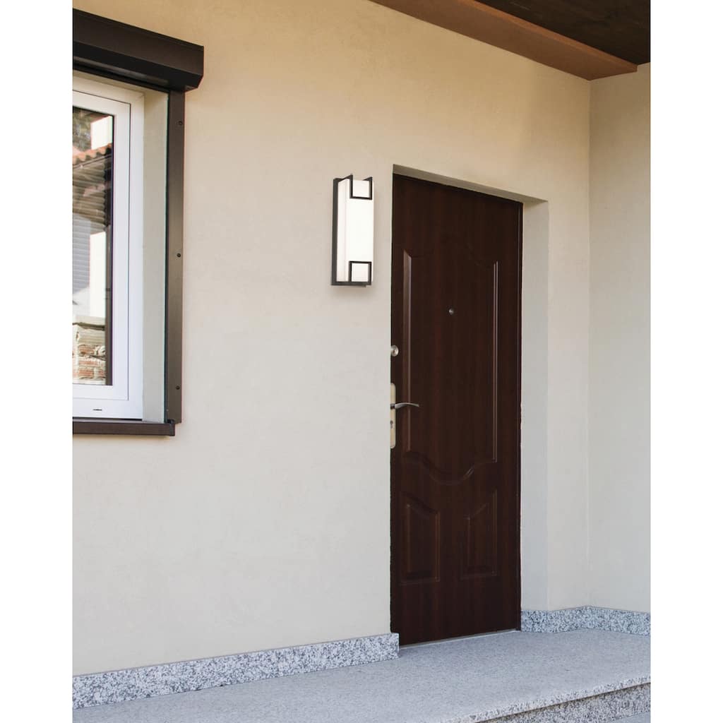 Beaumont 15-inch Textured Bronze LED Outdoor Sconce, White Acrylic Shade