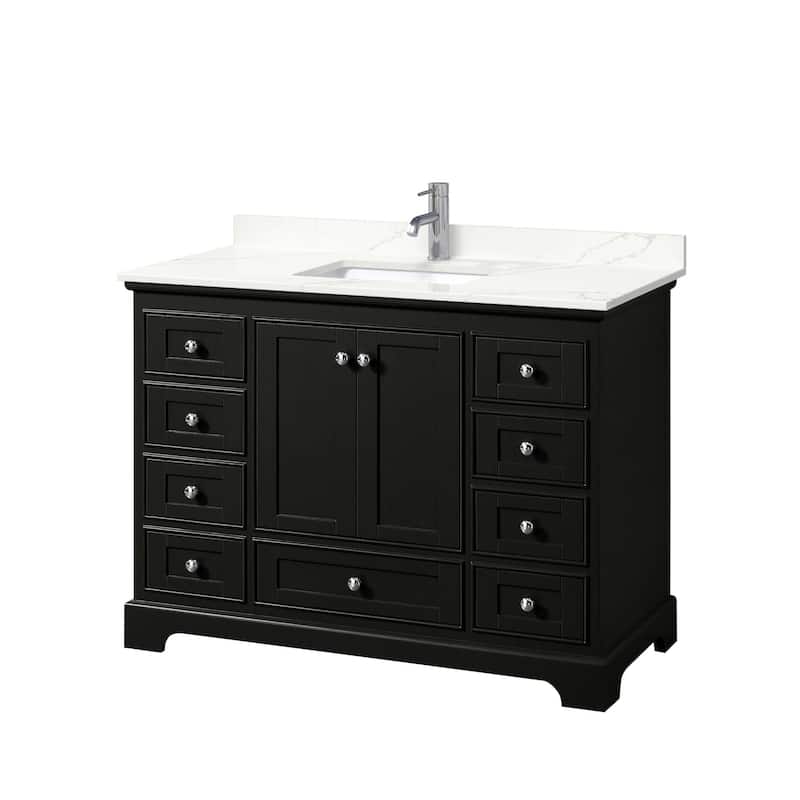 Wyndham Collection WCS202048S-QTZ-UNSMXX Deborah 48" Free Standing - Dark Espresso / Giotto Quartz Top / Polished