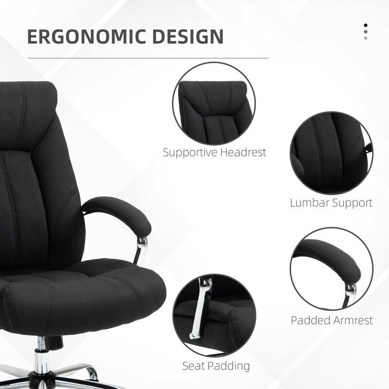 Ergonomic High Back Computer Chair with Adjustable Height, Lumbar Support, and Soft Linen Upholstery for Home Office