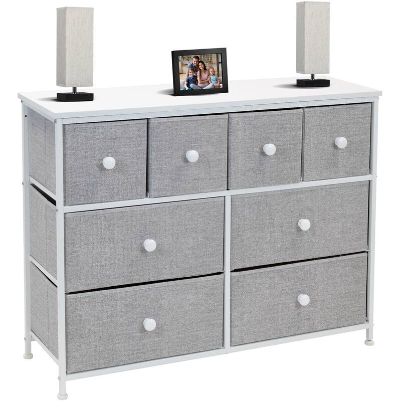 Dresser w/ 8 Drawers - Furniture Storage Chest Tower Unit for Bedroom (Black) - White
