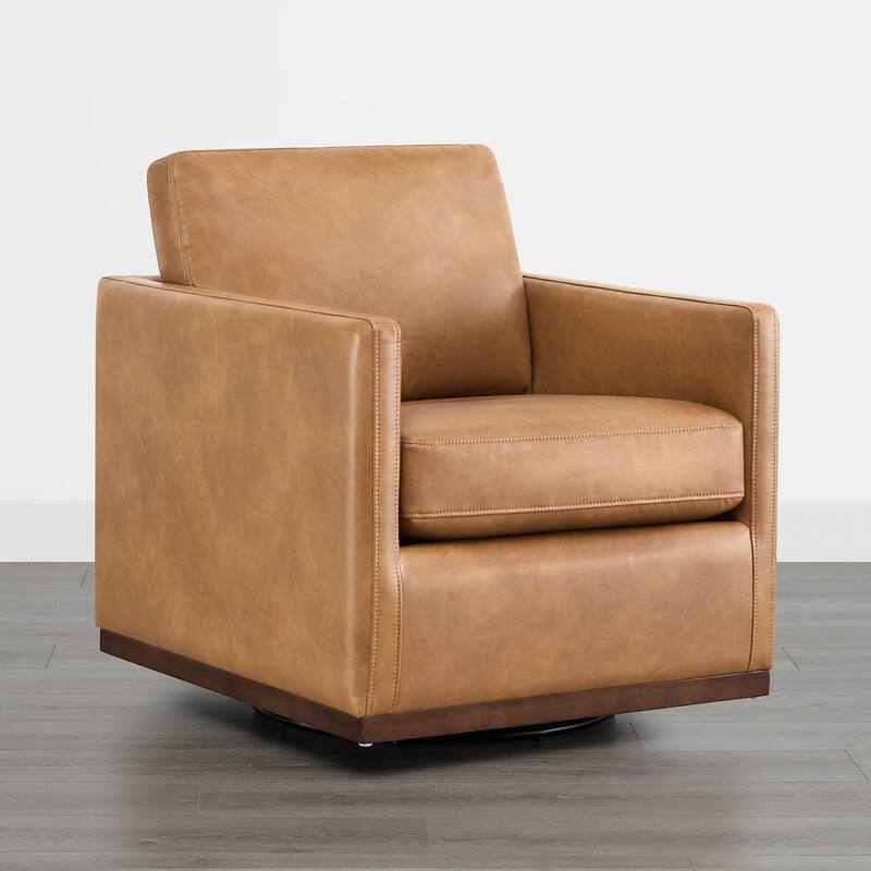 Spruce & Spring Modern Swivel Accent Chair with Wooden Base
