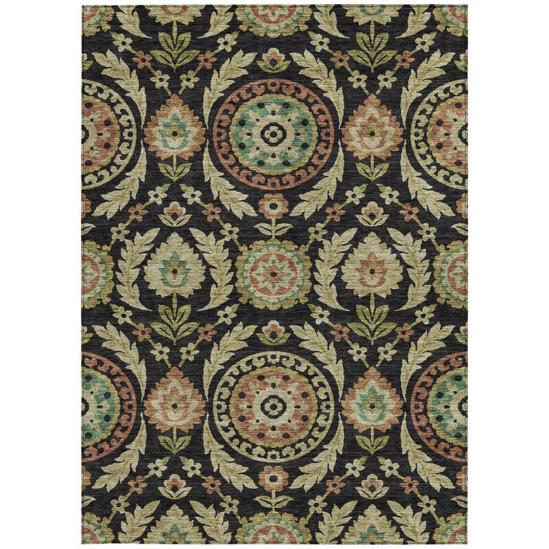 HomeRoots Floral Transitional Rectangle Outdoor Rug