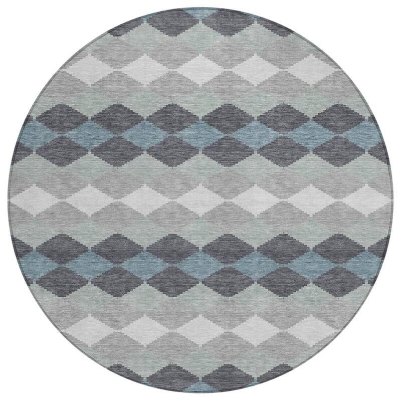 Machine Washable Indoor/ Outdoor Modern Mosaic Chantille Rug