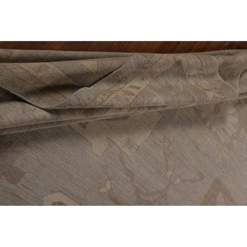 Vegetable Dye Floral Oushak Turkish Rug Handmade Wool Carpet - 9'10"x 14'3"