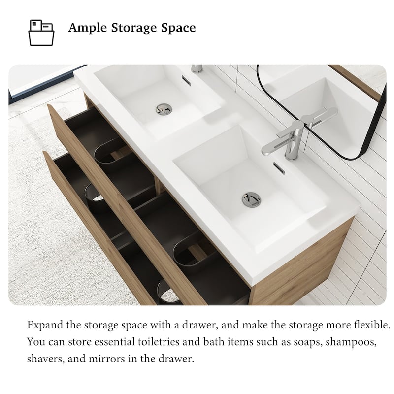 Angela 47 in.W x 19.5 in.D x 20.5 in.H Wall-Mounted Bath Vanity with White Cultured Marble Top
