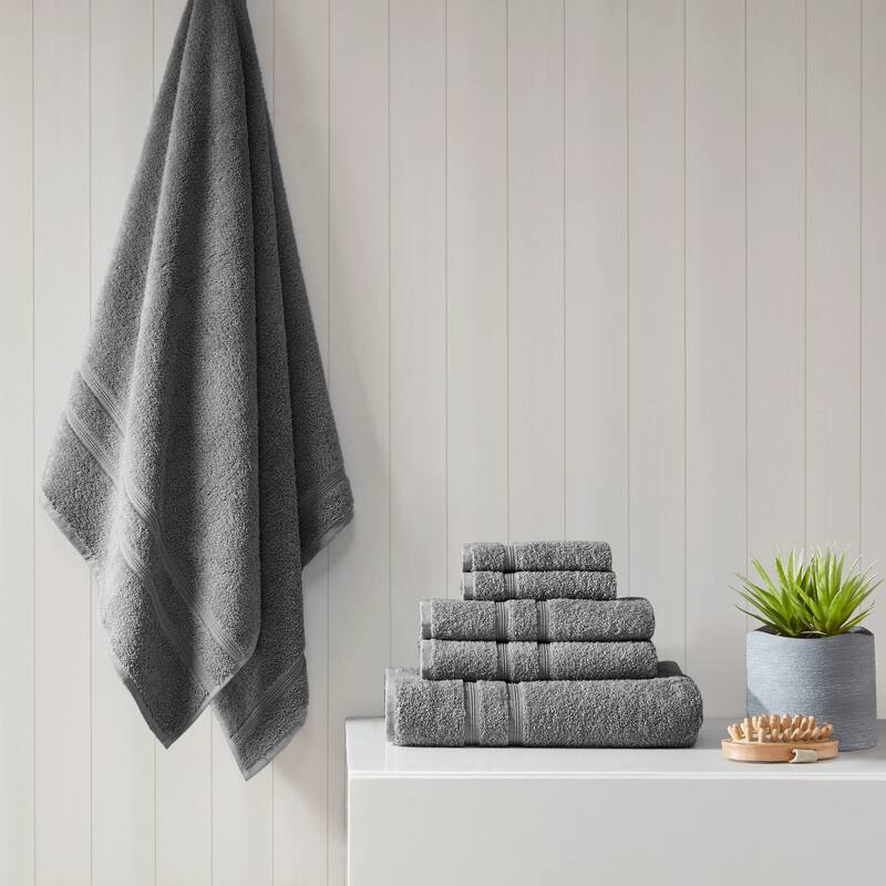 Aegean 100-percent Turkish Cotton 6 Piece Towel Set by 510 Design - Charcoal