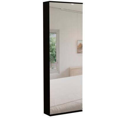 Leto Wall Mounted Shoe Rack With Mirror - N/A