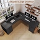 preview thumbnail 58 of 72, L Shaped Computer Desk 5 fabric Drawers Gaming Desk Storage Shelf