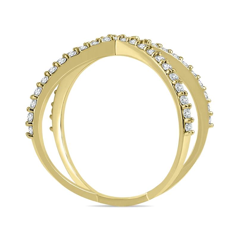 Marquee 1/2 Carat TW Diamond Criss Cross X Ring in 10K Yellow Gold (K-L Color, I2-I3 Clarity)