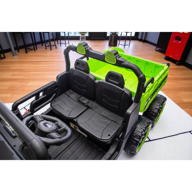 24V 2-Seater Kids Ride On Dump Truck with Remote, 4WD 6-Wheel UTV Car with Electric Dump Bed, LED Lights & Music
