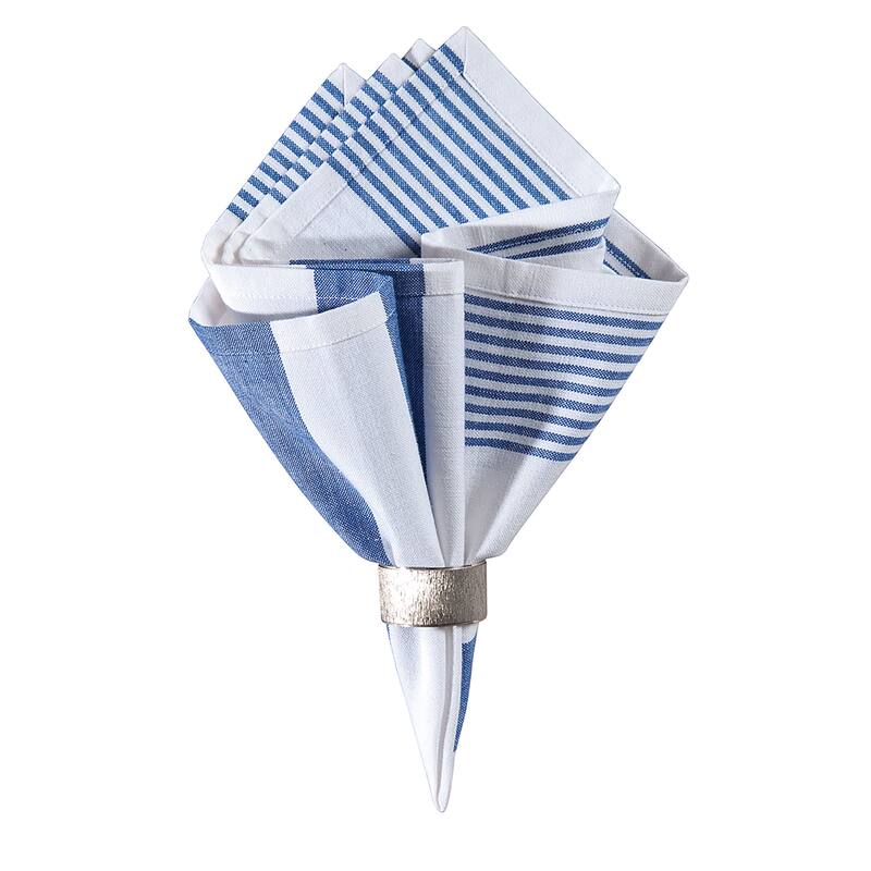 Blue & White Cotton Reversible July Fourth Napkin Set of 6 - Set of 6