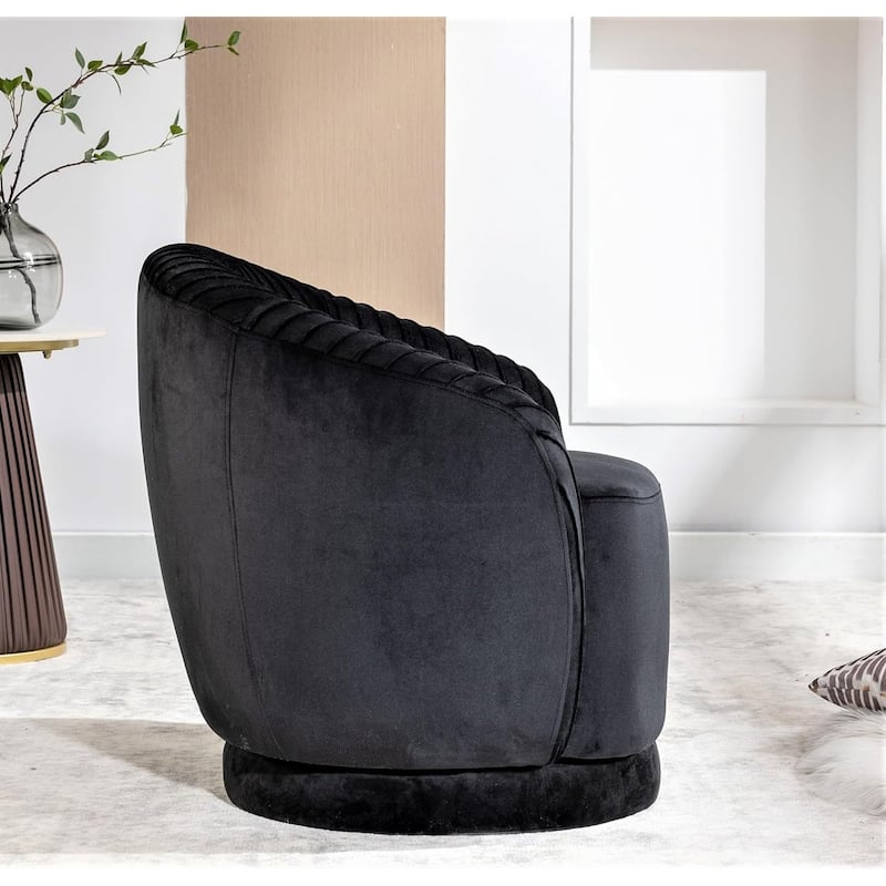 Modern Barrel Swivel Chair with Plush Velvet Upholstery and Smooth 360° Rotation Round Accent One-Seater Sofa