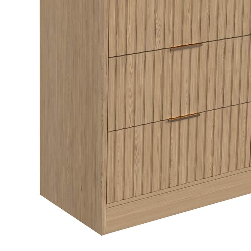 VEIKOUS 6-Drawer Wood Dresser for Bedroom, Mid-Century Modern Chest of Drawers with Anti-Tipping Device
