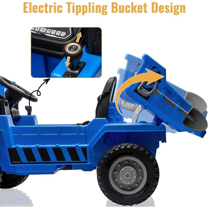 12V Kids Electric Ride on Truck Car with Parent Remote Control, Blue