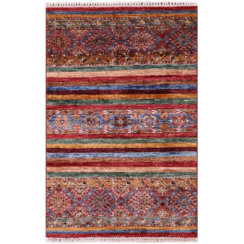 Golden Nile Khorjin Persian Gabbeh Hand Knotted Wool Rug - 2' 10" X 4' 3"
