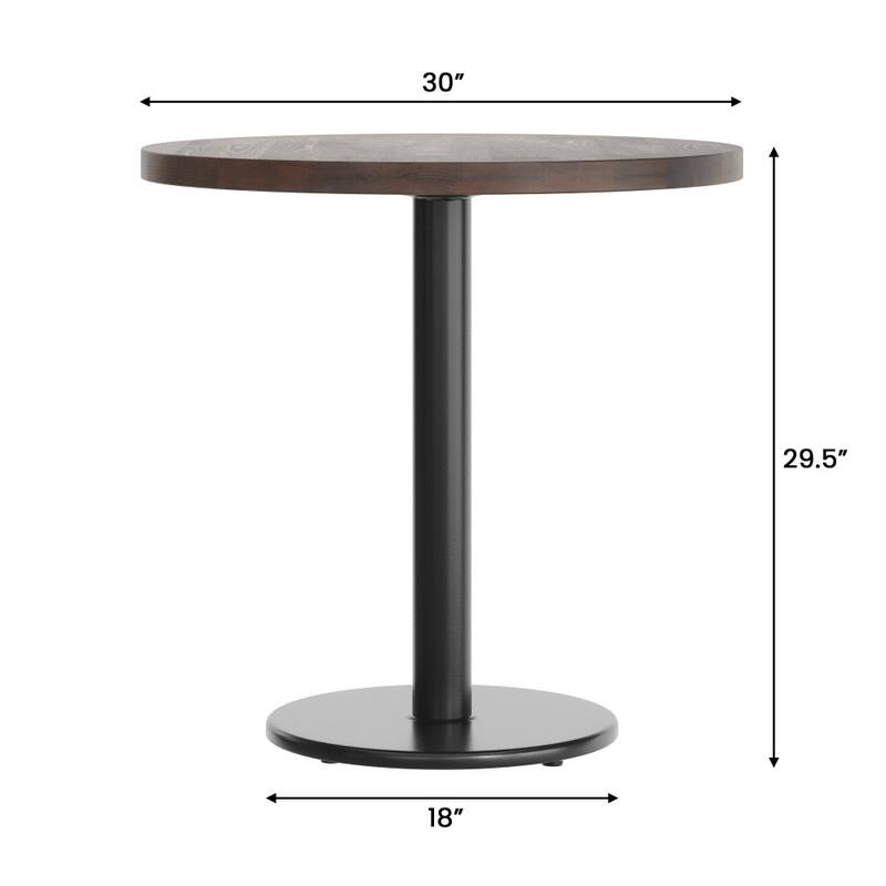 Round Solid Wood Commercial Tabletop with 18" Round Dining Height Base - 30"W x 30"D x 29.5"H