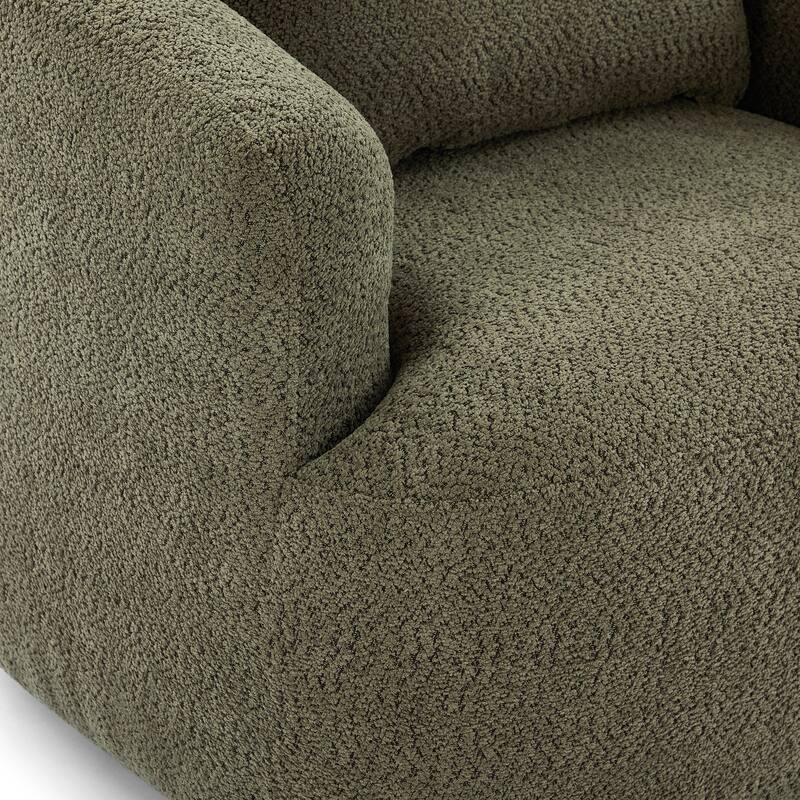 Chenille 360° Swivel Barrel Chair with Throw Pillow, Pocket Spring Cushion and Ergonomic Armrests