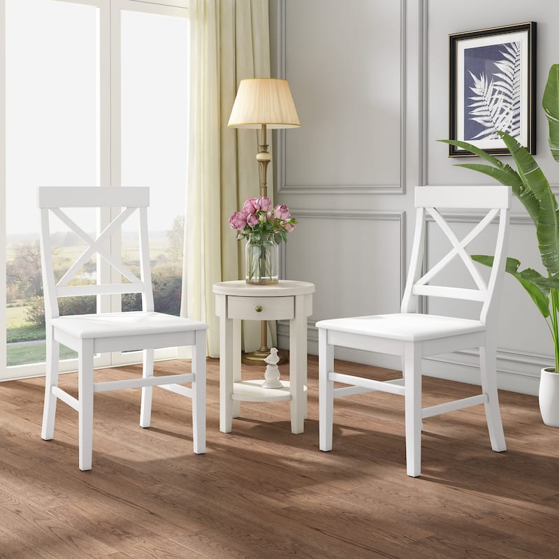 Mid-Century Modern Acacia Wood Dining Chairs Black (Set of 2)