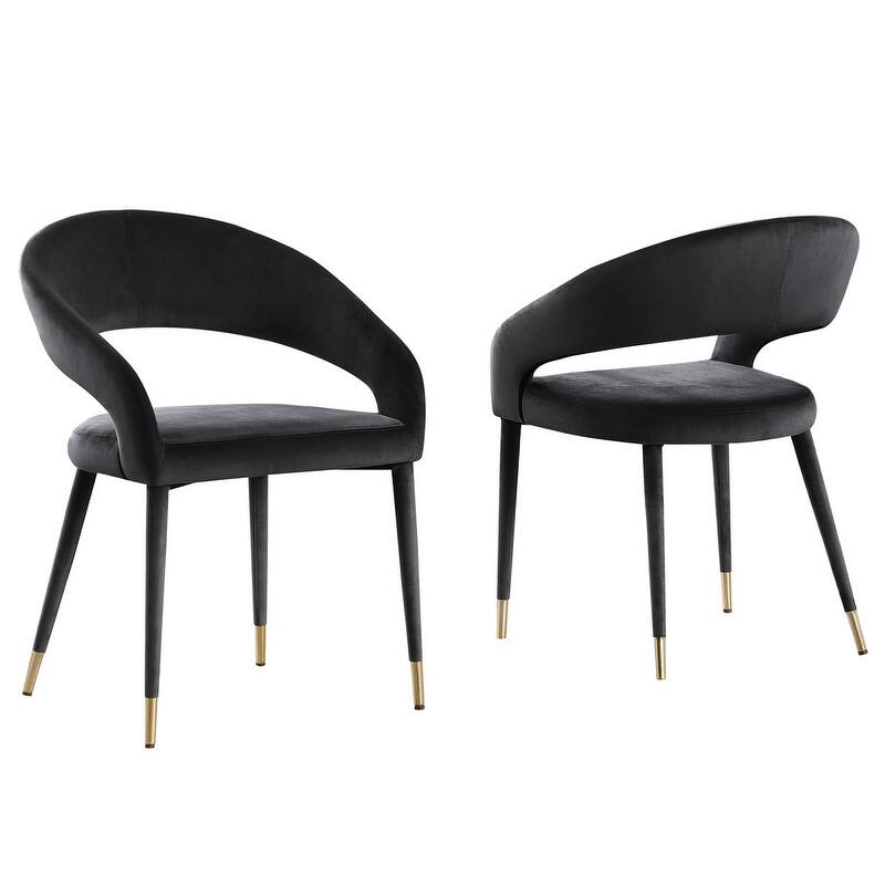 Best Master Furniture Ellis Contemporary Faux Leather Upholstered Dining Chair with Gold Accent (Set of 2) - Black/Gold