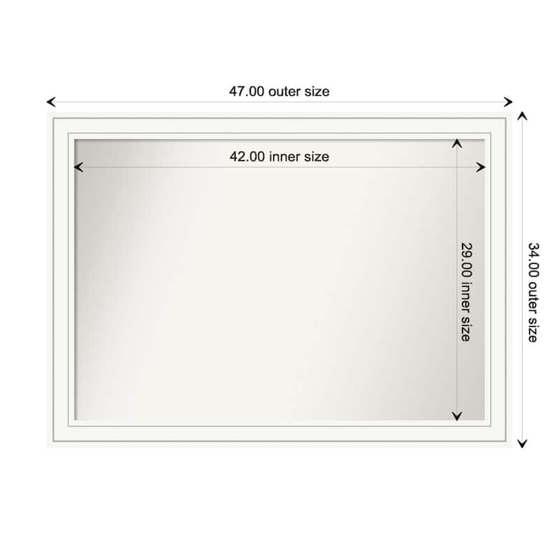 Craftsman White Framed Non-Beveled Custom Wall Mirror, Bathroom Vanity Mirror - Outer Size: 47 x 34
