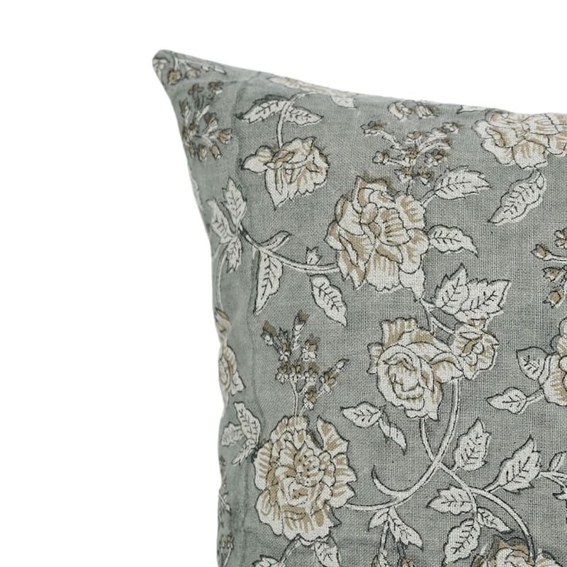 Linen Farmhouse Block print pillow Cover Rameshwaram