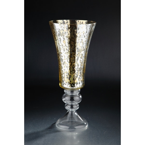 22" Champagne Gold Antique Style Hurricane Tabletop Decor - N/A