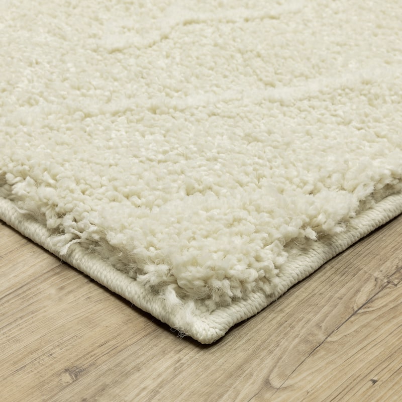Louisa Diamond Shadows Solid Beige Shag Area Rug