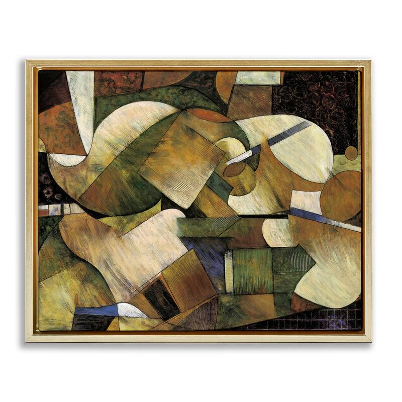 Stupell Expressive Geometric Abstraction Framed Floater Canvas Wall Art Design By Jonathan Parsons - 31 x 25 - Gold