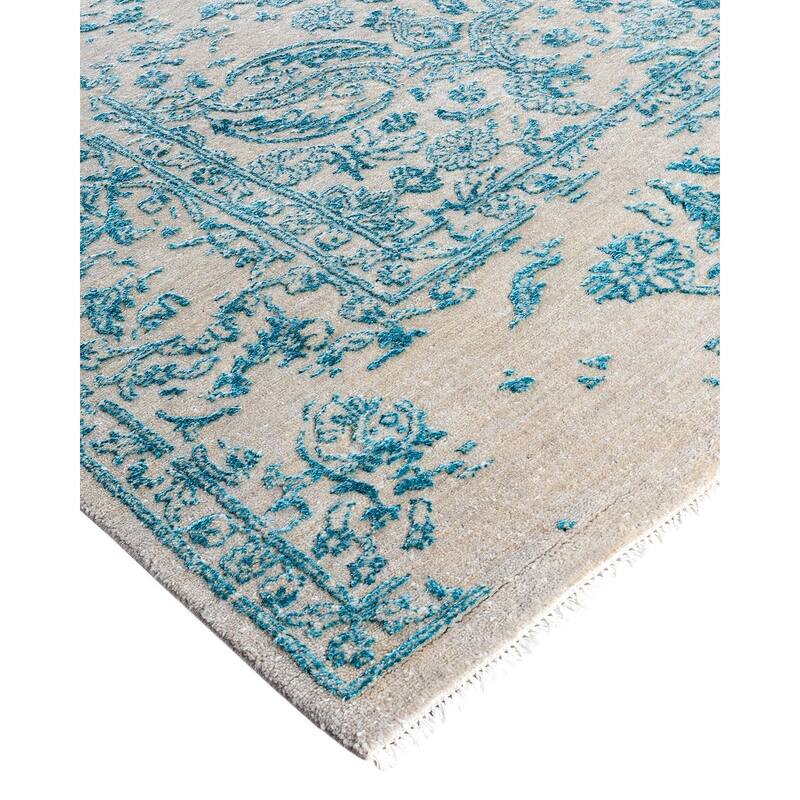Ikat One-of-a-Kind Hand-Knotted Area Rug, Blue - 7' 10" x 10' 1"