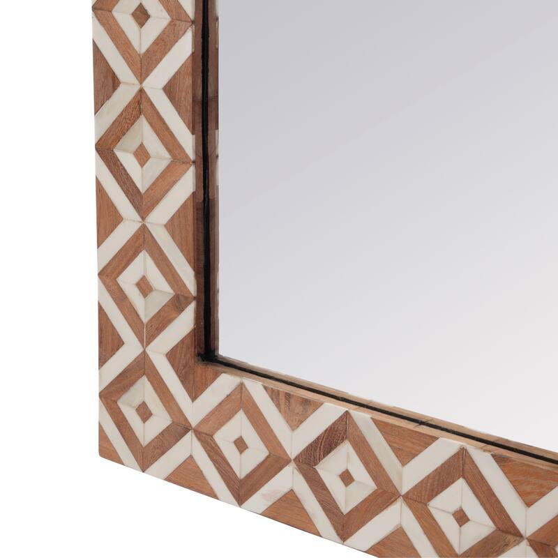 Verona 24 in. W x 36" H Rectangular Bone-Inlay Wall Mirror