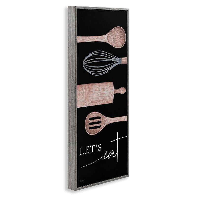 Stupell Let's Eat Varied Kitchen Cooking Utensil Phrase Framed Wall Art, Design by Lux + Me Designs