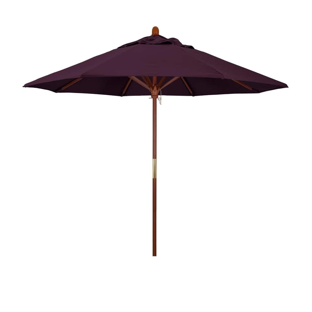 California Umbrella 9' Round Marenti Wood Frame Patio Umbrella with Pacifica Fabric, Base Not Included