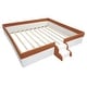 preview thumbnail 3 of 8, Brown White Sofa Bed Two-color Daybed Toddler Floor Bed with Fence and Stairs Grounded Wood Slat Support Frame Upholstered Bed