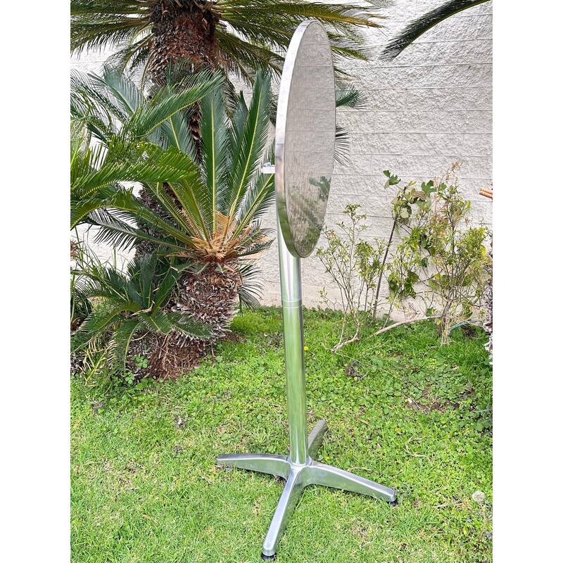 Aluminum Indoor Outdoor 23.75" Round Restaurant Bar Height 45" Table flip top, Patio Steel 25.75" Base Set of 2