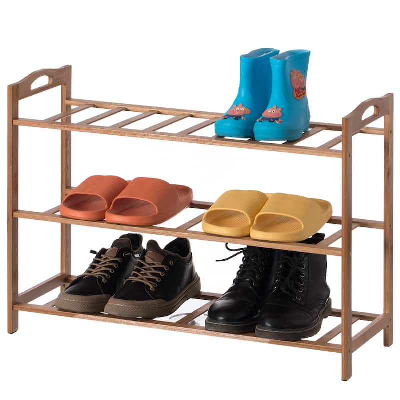 Bamboo Storage Shoe Rack, Free Standing Shoe Organizer Storage Rack - 3 Tier