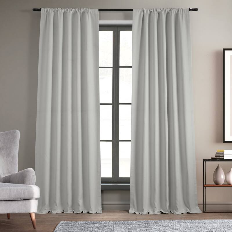 Exclusive Fabrics Faux Linen Room Darkening Curtain(1 Panel) - Oyster - 50 x 120