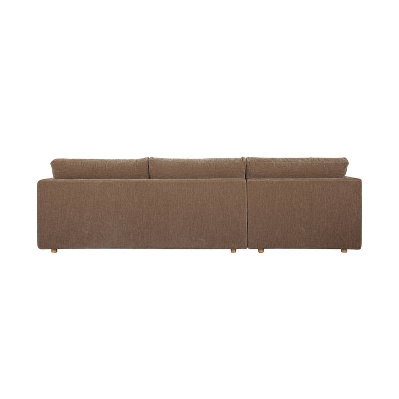 NADAAL STUDIOS Nyver Left-Facing Sectional, Deep Seat Layout with Oak Legs and Textured Polyester Upholstery, Camel