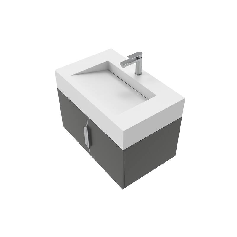 Nile 30-Inch Wall Mounted Bathroom Vanity Set w/ White Top