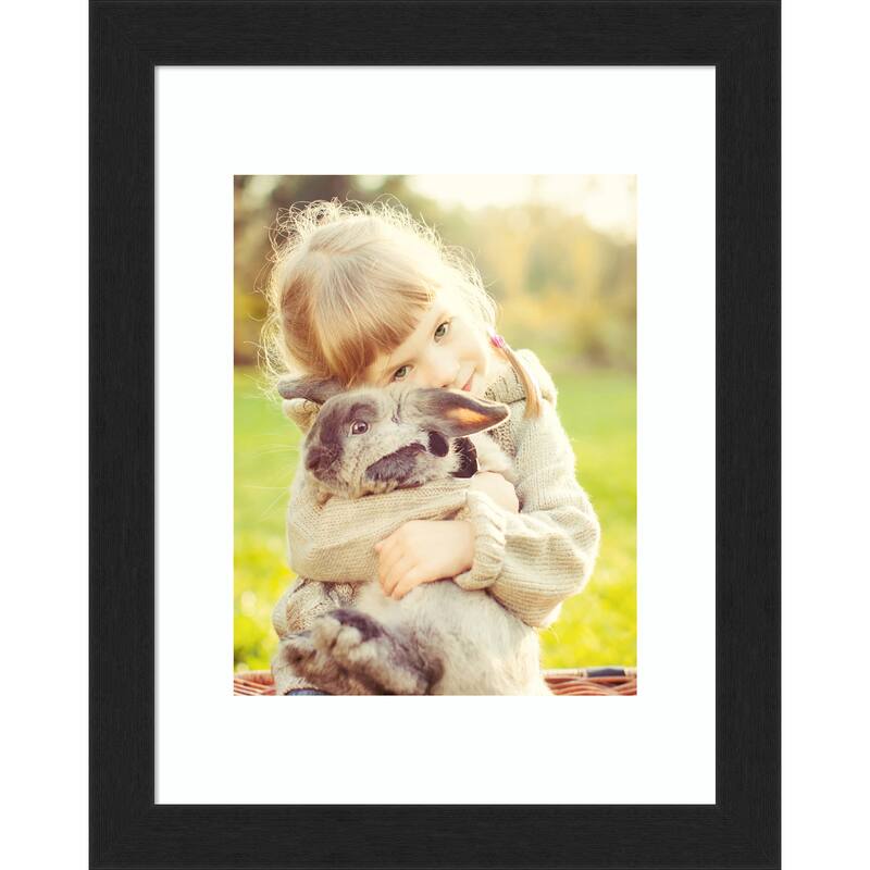 Grace Brushed Gold Narrow Framed Picture Frame, Photo Frame - 11x14 Matted White 8x10 - Grace Brushed Metallic Black Narrow