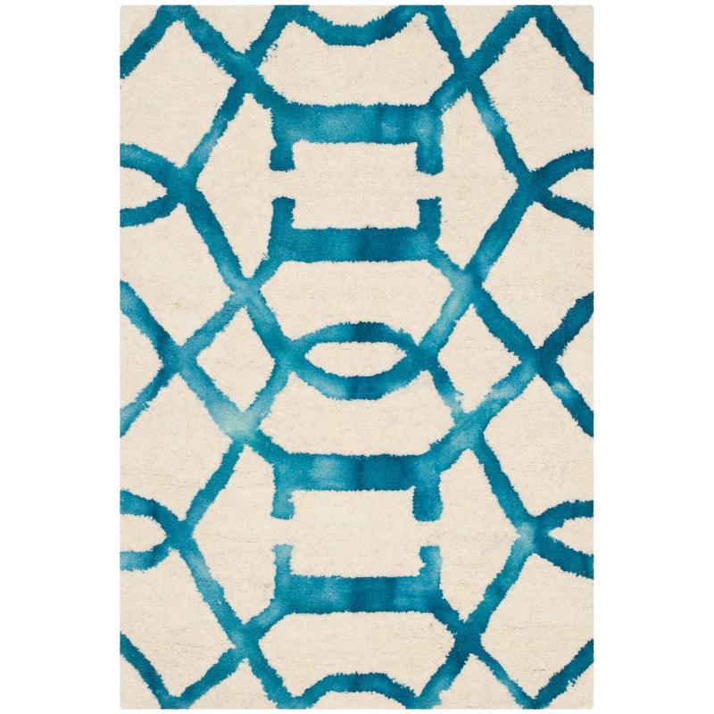 SAFAVIEH Handmade Dip Dye Urbana Watercolor Vintage Boho Wool - 2' x 3' - Ivory/Turquoise - Runner/Rectangle