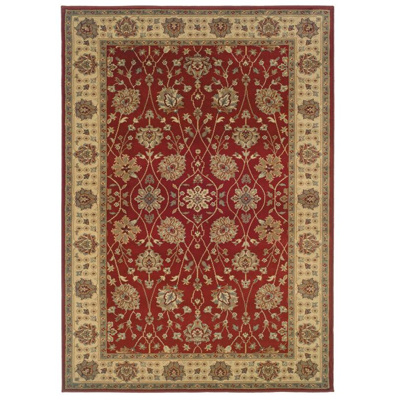 Stirling Red Beige Oriental Floral Traditional Casual Area Rug