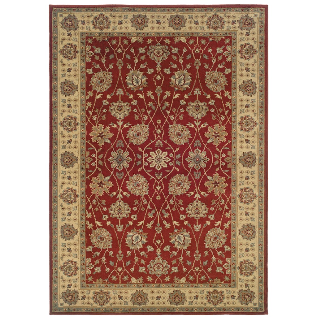 Stirling Red Beige Oriental Floral Traditional Casual Area Rug