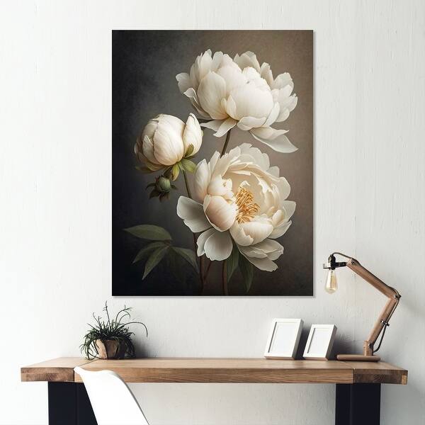 Designart 'Peony Flower IV' Floral Peony Canvas Wall Art - Bed Bath ...