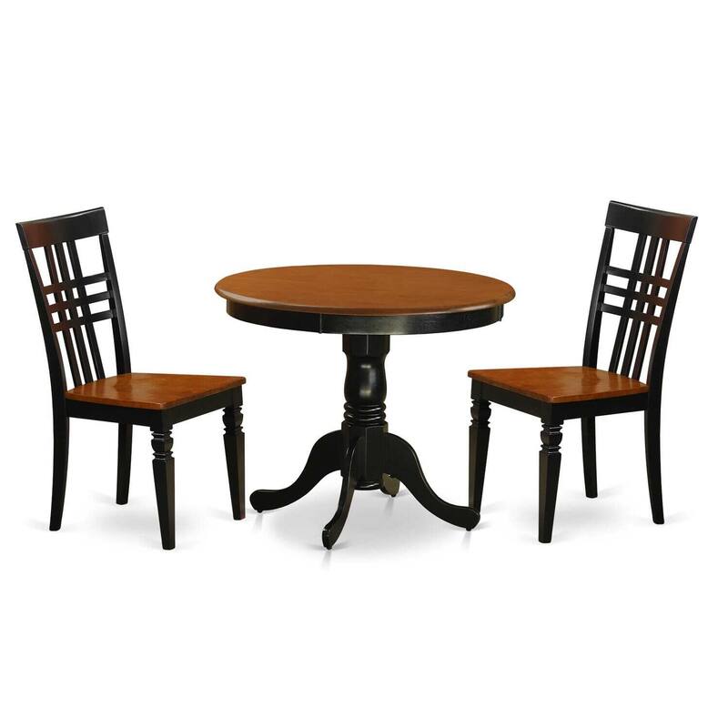 Round Kitchen Table Set with Chairs - 5 Piece Dining Room Set - Linen White Finish