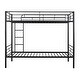 preview thumbnail 17 of 16, Black Twin over Twin Metal Bunk Bed with Fence & Ladder